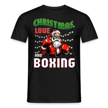 Christmas Love Boxing Boxer Weihnachtsgeschenk - Männer T-Shirt - Schwarz - Vorne - AI Model Male 178 light (178cm)