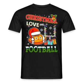 Joueurs de football universitaire Équipe Noël Amour - T-shirt homme - noir - Devant - AI Model Male 178 light (178cm)