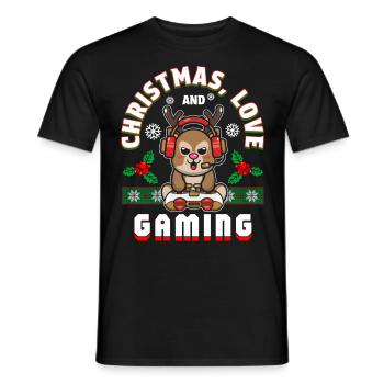 Christmas, Love and Gaming – Vibes für Gamer - Männer T-Shirt - Schwarz - Vorne - AI Model Male 178 light (178cm)