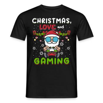 Christmas, Love and Gaming – Vibes für Gamer - Männer T-Shirt - Schwarz - Vorne - AI Model Male 178 light (178cm)