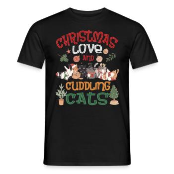 Câlin Chat Animal Amour Noël, Amour Chats - T-shirt homme - noir - Devant - AI Model Male 178 light (178cm)