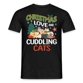 Câlin Chat Animal Amour Noël, Amour Chats - T-shirt homme - noir - Devant - AI Model Male 178 light (178cm)