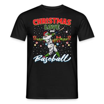 Joueur de baseball équipe club Noël amour - T-shirt homme - noir - Devant - AI Model Male 178 light (178cm)