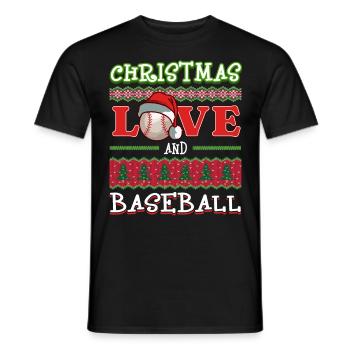 Joueur de baseball équipe club Noël amour - T-shirt homme - noir - Devant - AI Model Male 178 light (178cm)