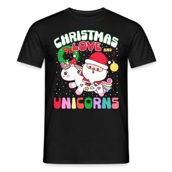 Einhorn Pferde Reitern Weihnachen Liebe Reiten - Männer T-Shirt - Schwarz - Vorne - AI Model Male 178 light (178cm)