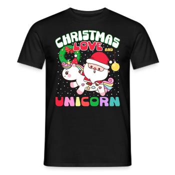 Einhorn Pferde Reitern Weihnachen Liebe Reiten - Männer T-Shirt - Schwarz - Vorne - AI Model Male 178 light (178cm)