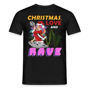 Weihnachten Disco, Rave, Techno, House, Goa, Party - Männer T-Shirt - Schwarz - Vorne - AI Model Male 178 light (178cm)