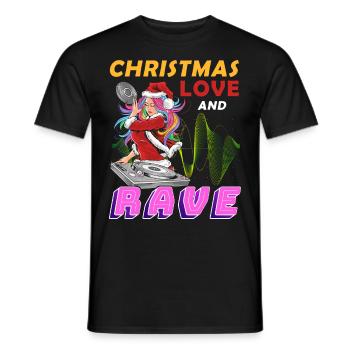 Mrs. Claus on the dance floor! Christmas Techno - Men's T-Shirt - black - Front - AI Model Male 178 light (178cm)