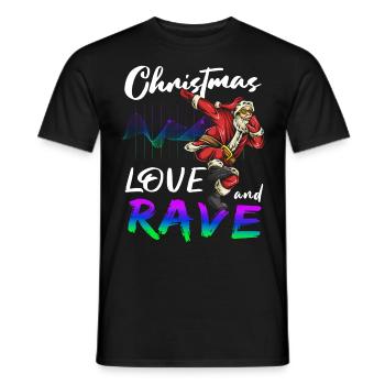 Weihnachten Disco, Rave, Techno, House, Goa, Party - Männer T-Shirt - Schwarz - Vorne - AI Model Male 178 light (178cm)