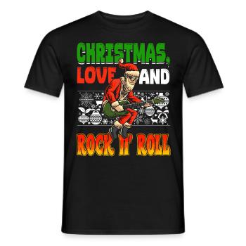 Heavy Hard Metal Christmas, Love Rock 'n' Roll - Men's T-Shirt - black - Front - AI Model Male 178 light (178cm)