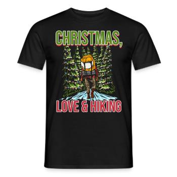 Frohes Fest Weihnachten, Liebe & Wandern - Männer T-Shirt - Schwarz - Vorne - AI Model Male 178 light (178cm)
