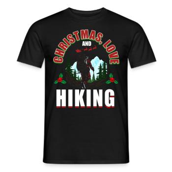 Frohes Fest Weihnachten, Liebe & Wandern - Männer T-Shirt - Schwarz - Vorne - AI Model Male 178 light (178cm)