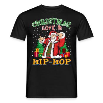 Noël, l’amour et le hip-hop, le look le plus frais du Père Noël - T-shirt homme - noir - Devant - AI Model Male 178 light (178cm)