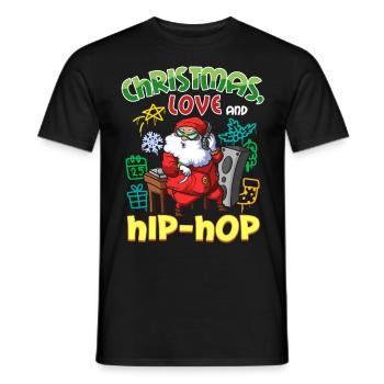 Noël, l’amour et le hip-hop, le look le plus frais du Père Noël - T-shirt homme - noir - Devant - AI Model Male 178 light (178cm)