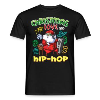 Noël, l’amour et le hip-hop, le look le plus frais du Père Noël - T-shirt homme - noir - Devant - AI Model Male 178 light (178cm)