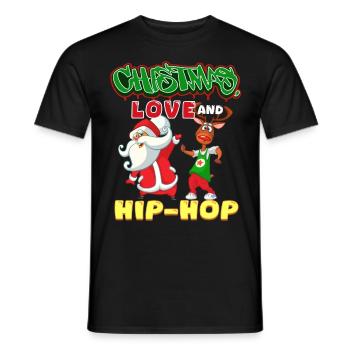 Noël, l’amour et le hip-hop, le look le plus frais du Père Noël - T-shirt homme - noir - Devant - AI Model Male 178 light (178cm)
