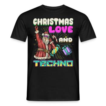 Weihnachten Disco, Rave, Techno, House, Goa, Party - Männer T-Shirt - Schwarz - Vorne - AI Model Male 178 light (178cm)