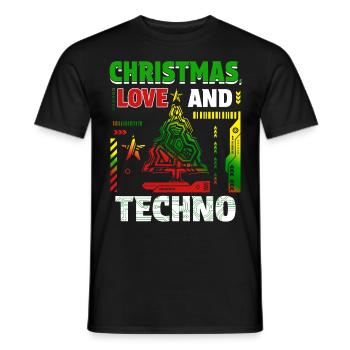 Christmas Disco, Rave, Techno, House, Goa, Party - Men's T-Shirt - black - Front - AI Model Male 178 light (178cm)