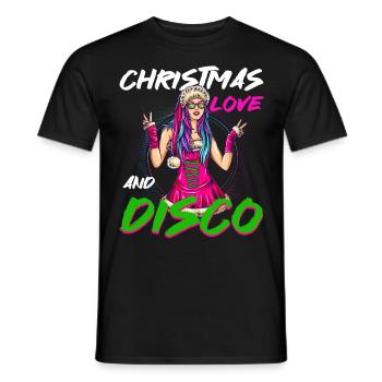 Mrs. Claus on the dance floor! Christmas Techno - Men's T-Shirt - black - Front - AI Model Male 178 light (178cm)