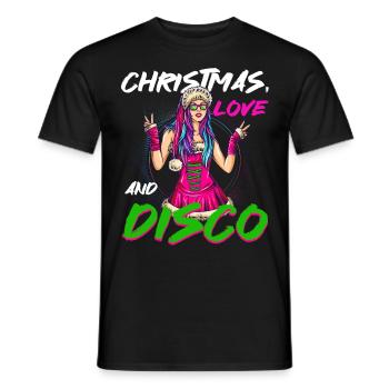 Weihnachten Disco, Rave, Techno, House, Goa, Party - Männer T-Shirt - Schwarz - Vorne - AI Model Male 178 light (178cm)