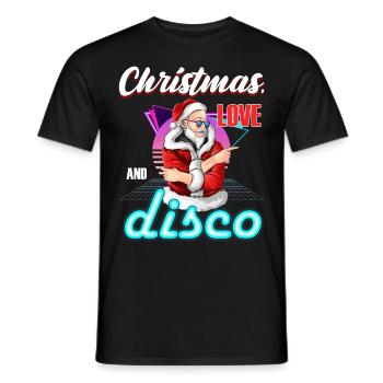 Weihnachten Disco, Rave, Techno, House, Goa, Party - Männer T-Shirt - Schwarz - Vorne - AI Model Male 178 light (178cm)