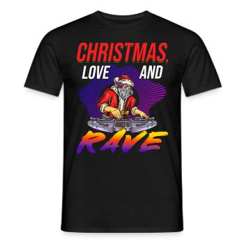 Christmas Disco, Rave, Techno, House, Goa, Party - Men's T-Shirt - black - Front - AI Model Male 178 light (178cm)