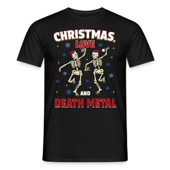 Noël, amour et death metal ! Fans de métal ! - T-shirt homme - noir - Devant - AI Model Male 178 light (178cm)