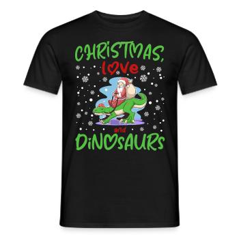 Dino Garçon Garçon Enfants Noël Amour Dinosaure - T-shirt homme - noir - Devant - AI Model Male 178 light (178cm)