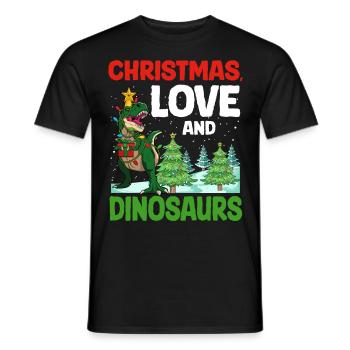 Dino Garçon Garçon Enfants Noël Amour Dinosaure - T-shirt homme - noir - Devant - AI Model Male 178 light (178cm)