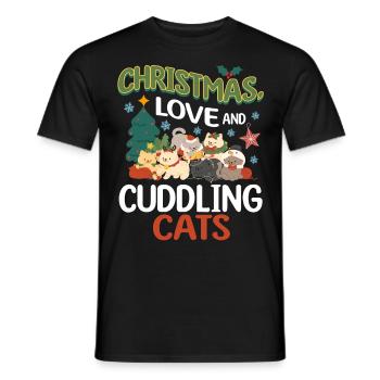 Câlin Chat Animal Amour Noël, Amour Chats - T-shirt homme - noir - Devant - AI Model Male 178 light (178cm)