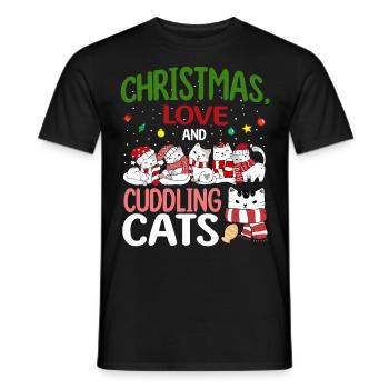 Câlin Chat Animal Amour Noël, Amour Chats - T-shirt homme - noir - Devant - AI Model Male 178 light (178cm)