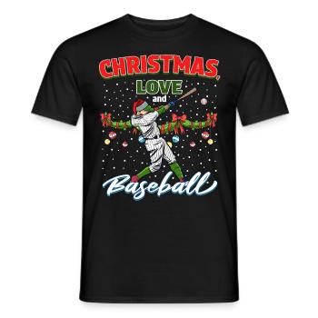 Joueur de baseball équipe club Noël amour - T-shirt homme - noir - Devant - AI Model Male 178 light (178cm)