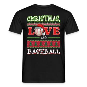 Joueur de baseball équipe club Noël amour - T-shirt homme - noir - Devant - AI Model Male 178 light (178cm)