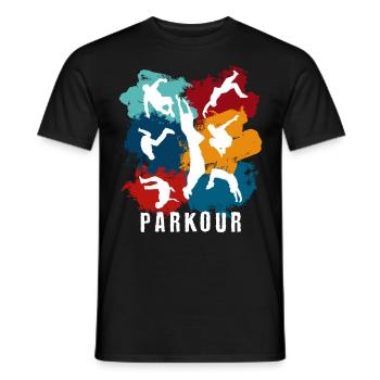 Parkour, Freerunning, Street Workout, Acrobatic - Männer T-Shirt - Schwarz - Vorne - AI Model Male 178 light (178cm)