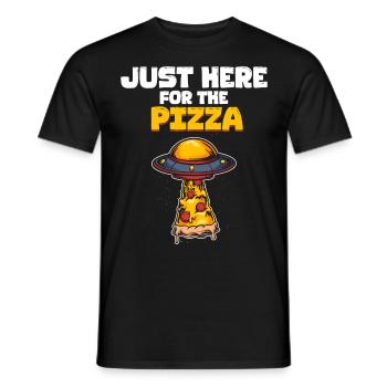 Only here for the pizza - the ultimate UFO Alien - Men's T-Shirt - black - Front - AI Model Male 178 light (178cm)