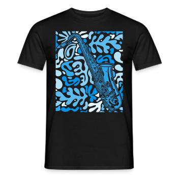 Musik Feiern: Saxophon Rock 'n' Roll -Künstler - Männer T-Shirt - Schwarz - Vorne - AI Model Male 178 light (178cm)