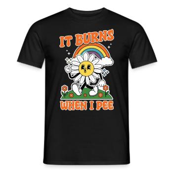 Funny saying "It Burns when I Pee"! - Men's T-Shirt - black - Front - AI Model Male 178 light (178cm)