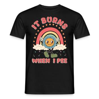 Funny saying "It Burns when I Pee"! - Men's T-Shirt - black - Front - AI Model Male 178 light (178cm)