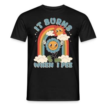 Funny saying "It Burns when I Pee"! - Men's T-Shirt - black - Front - AI Model Male 178 light (178cm)