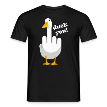 grossier drôle disant « Duck You » Tenue - T-shirt homme - noir - Devant - AI Model Male 178 light (178cm)