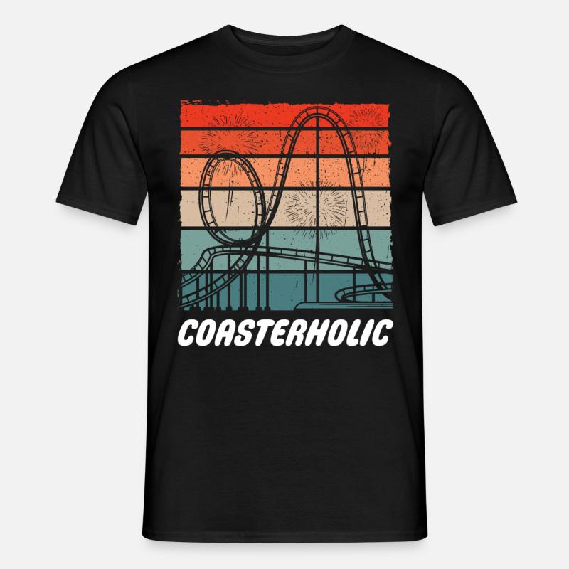 Coasterholic, Freizeitpark, Rummelplatz Achterbahn - Männer T-Shirt - Schwarz