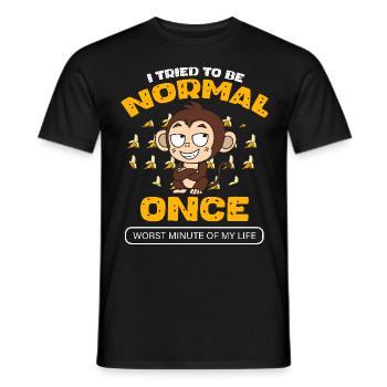 Funny Monkey With Bananas Trying To Be Normal - Men's T-Shirt - black - Front - AI Model Male 178 light (178cm)