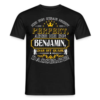 Lustiges BENJAMIN zum Namenstag mit Name Namens - Männer T-Shirt - Schwarz - Vorne - AI Model Male 178 light (178cm)