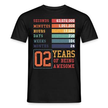 2 ans ! Cadeau d’anniversaire pour les 2 ans - T-shirt homme - noir - Devant - AI Model Male 178 light (178cm)