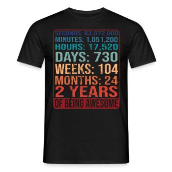 2 ans ! Cadeau d’anniversaire pour les 2 ans - T-shirt homme - noir - Devant - AI Model Male 178 light (178cm)