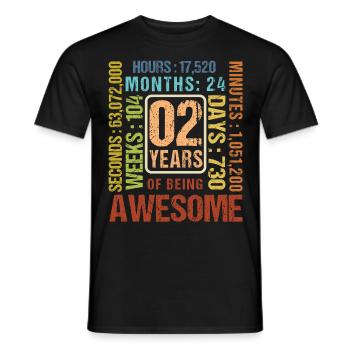 2 ans ! Cadeau d’anniversaire pour les 2 ans - T-shirt homme - noir - Devant - AI Model Male 178 light (178cm)