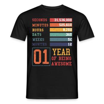 Tenue d’anniversaire pour 1 an ! 1er anniversaire - T-shirt homme - noir - Devant - AI Model Male 178 light (178cm)