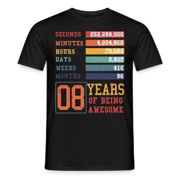 8 Jahre alt! Geburtstagsgeschenk für 8. Geburtstag - Männer T-Shirt - Schwarz - Vorne - AI Model Male 178 light (178cm)