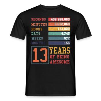 13 years old! Birthday Gift 13th Birthday - Men's T-Shirt - black - Front - AI Model Male 178 light (178cm)