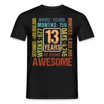 13 years old! Birthday Gift 13th Birthday - Men's T-Shirt - black - Front - AI Model Male 178 light (178cm)